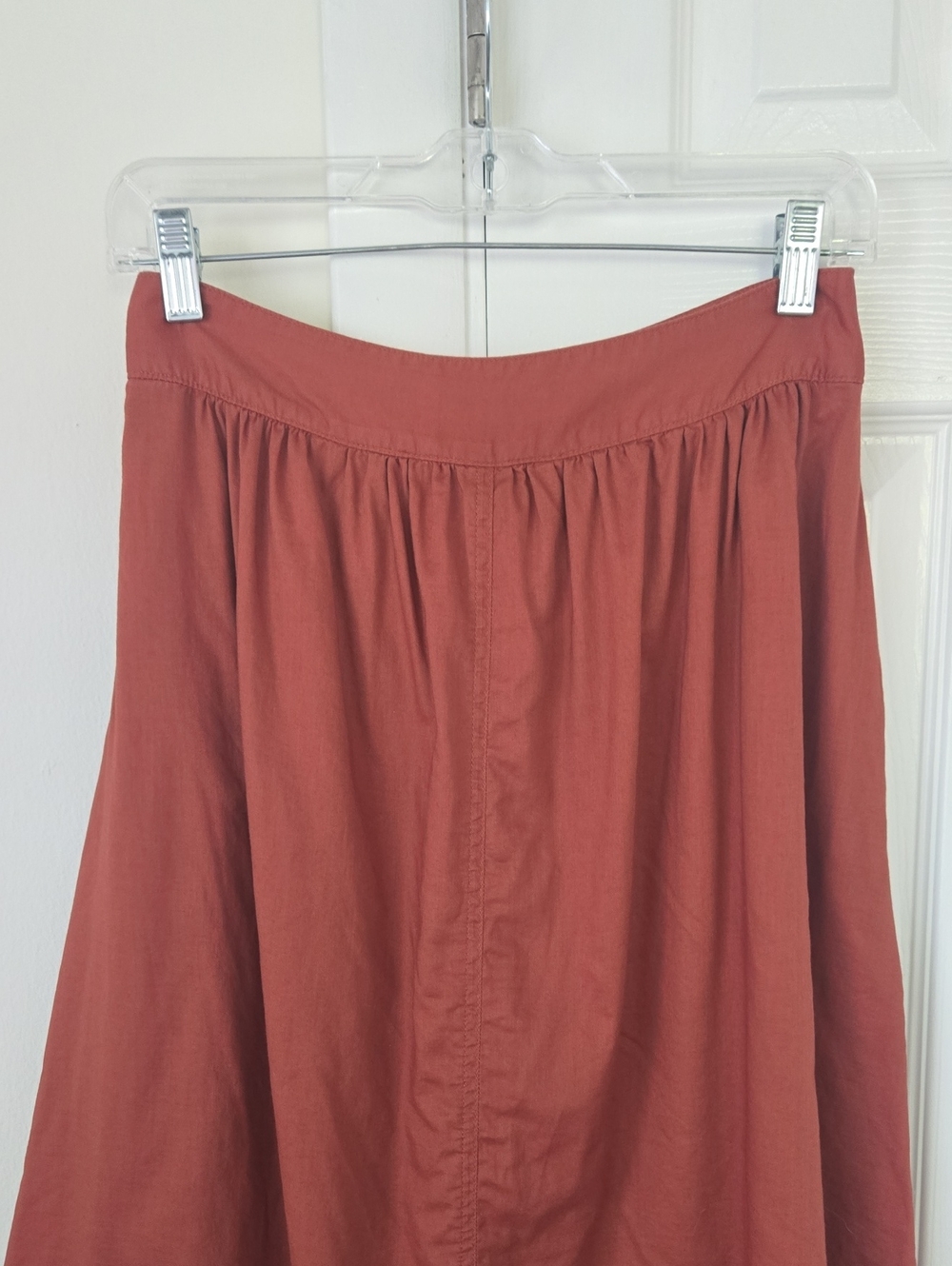 Madewell Patio Button-Front Lined Midi Skirt Rust Brown Size Large NWT - Picture 8 of 11
